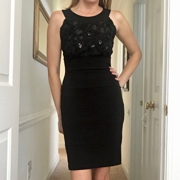 Sequined Roses Form Fitting LBD - Enfocus Studio - Picture 3 of 16